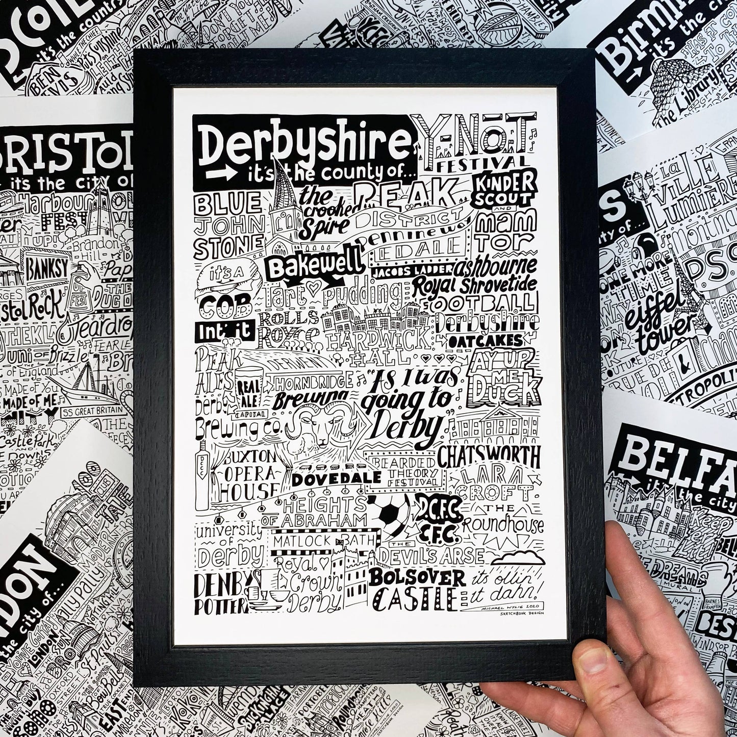 Derbyshire Landmarks Art Print