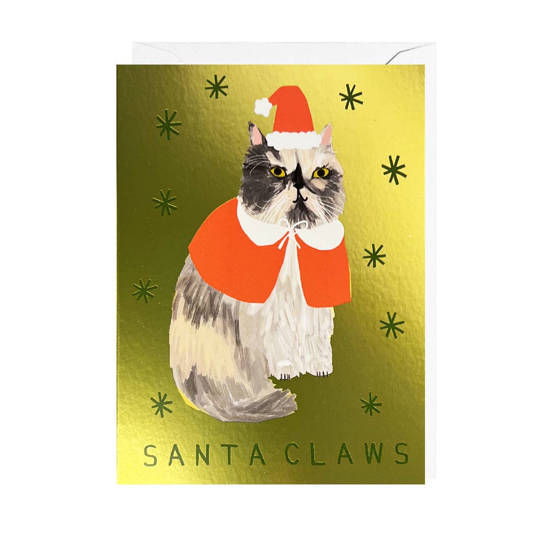 SANTA CLAWS - FOIL, GREEN ENVELOPE Card