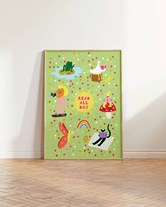 Read All Day Art Print