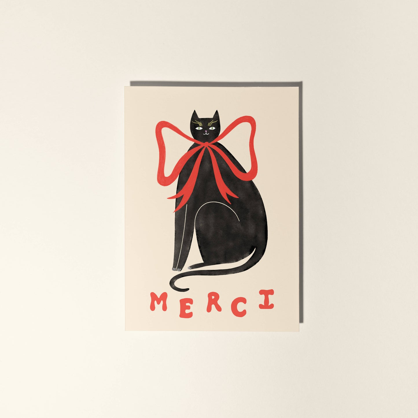 Merci Black Cat Greeting Card