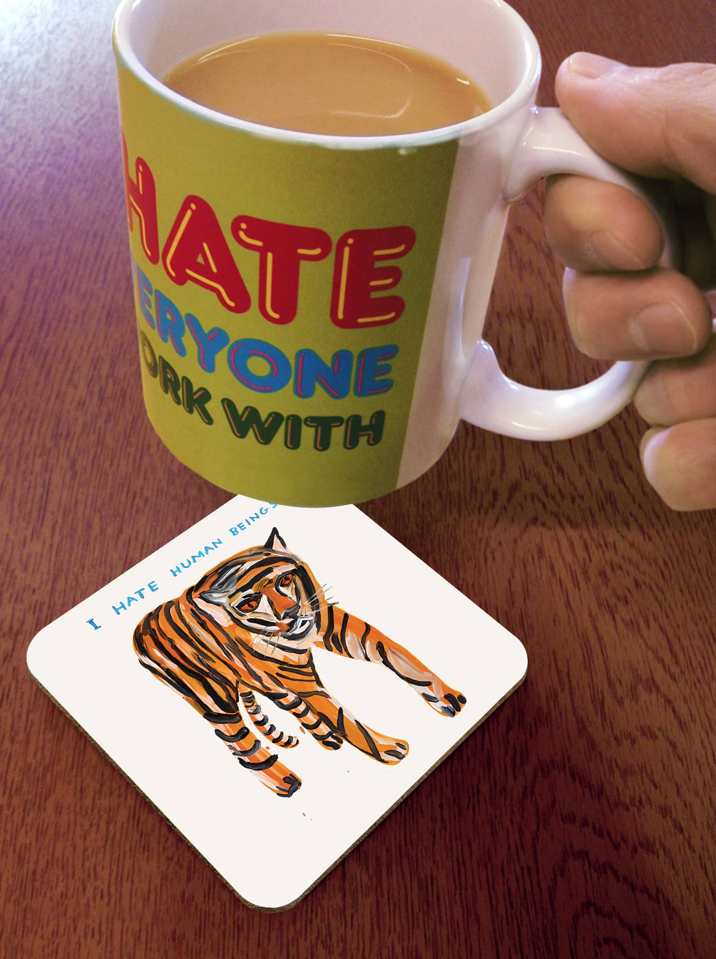 I Hate Humans Tiger Coaster by David Shrigley