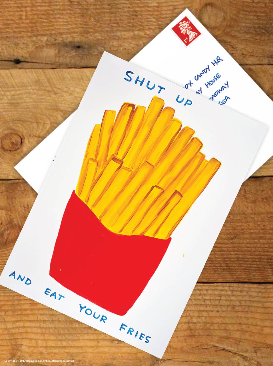 Eat Your Fries - A6 Art Postcard By David Shrigley