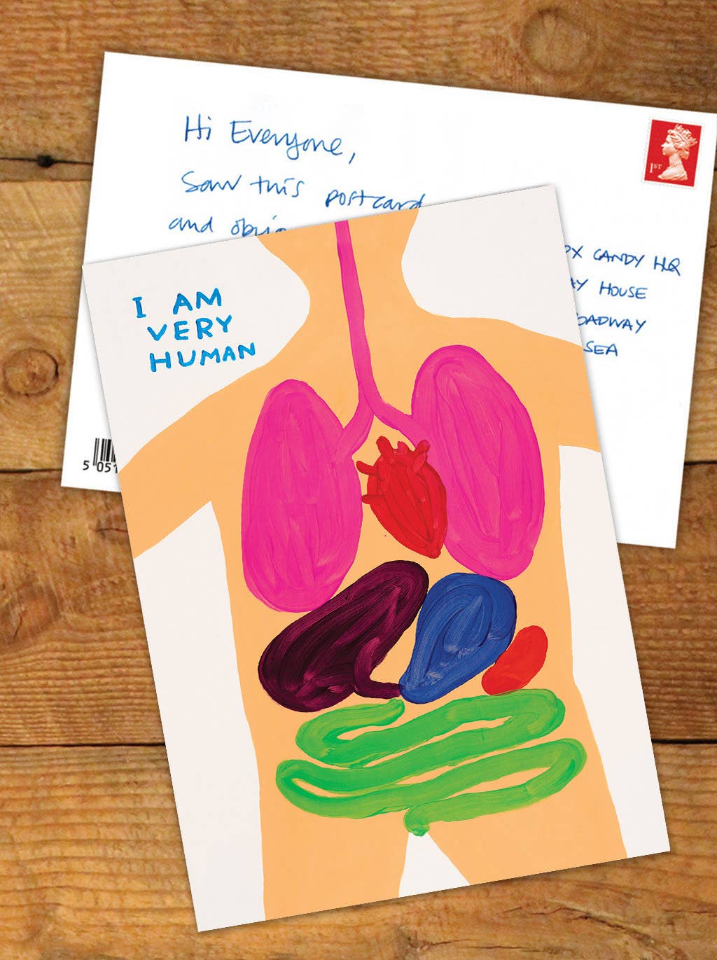 I Am Very Human - A6 Art Postcard By David Shrigley