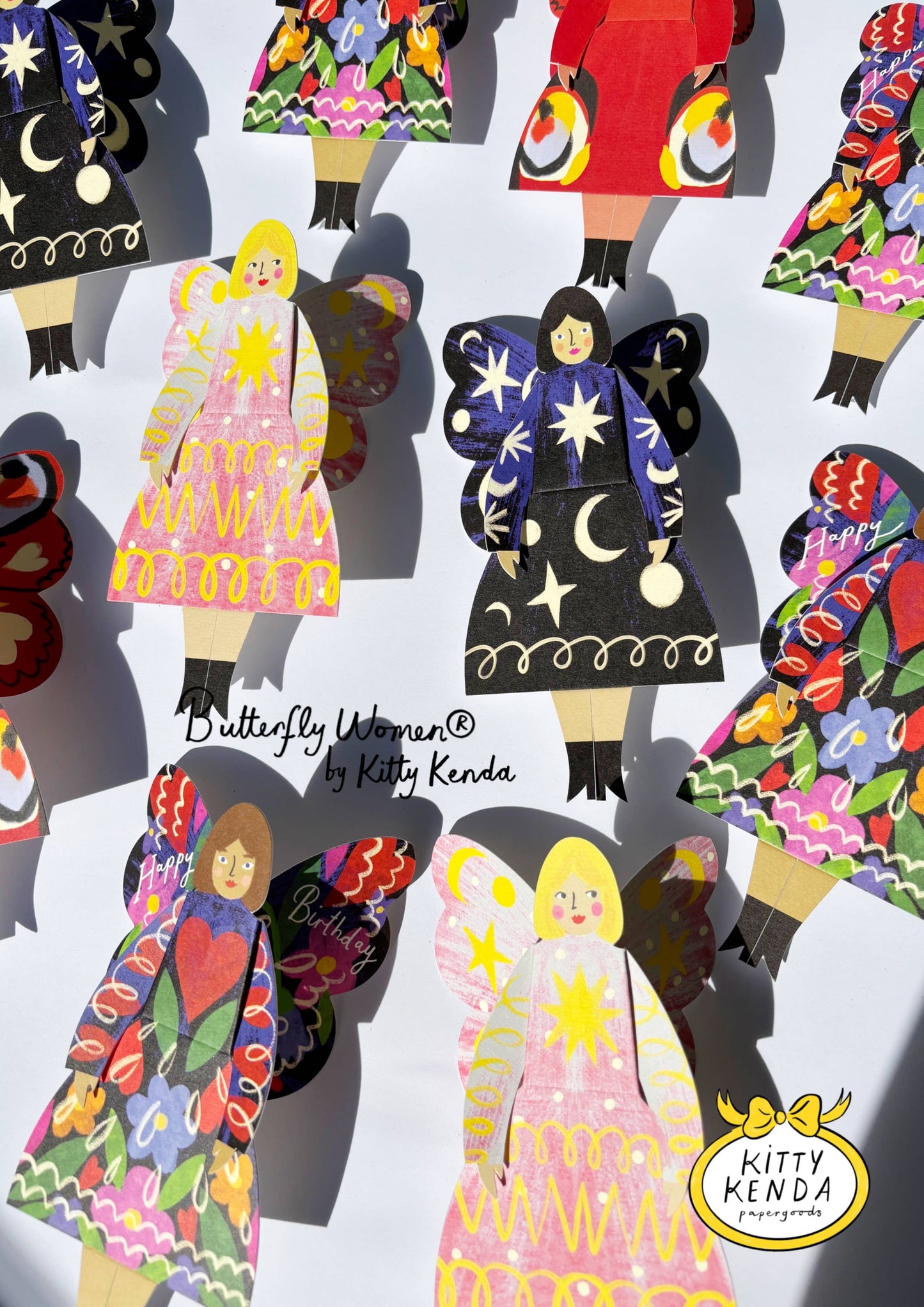 Midnight Floral - Butterfly Woman Sitting Greeting Card