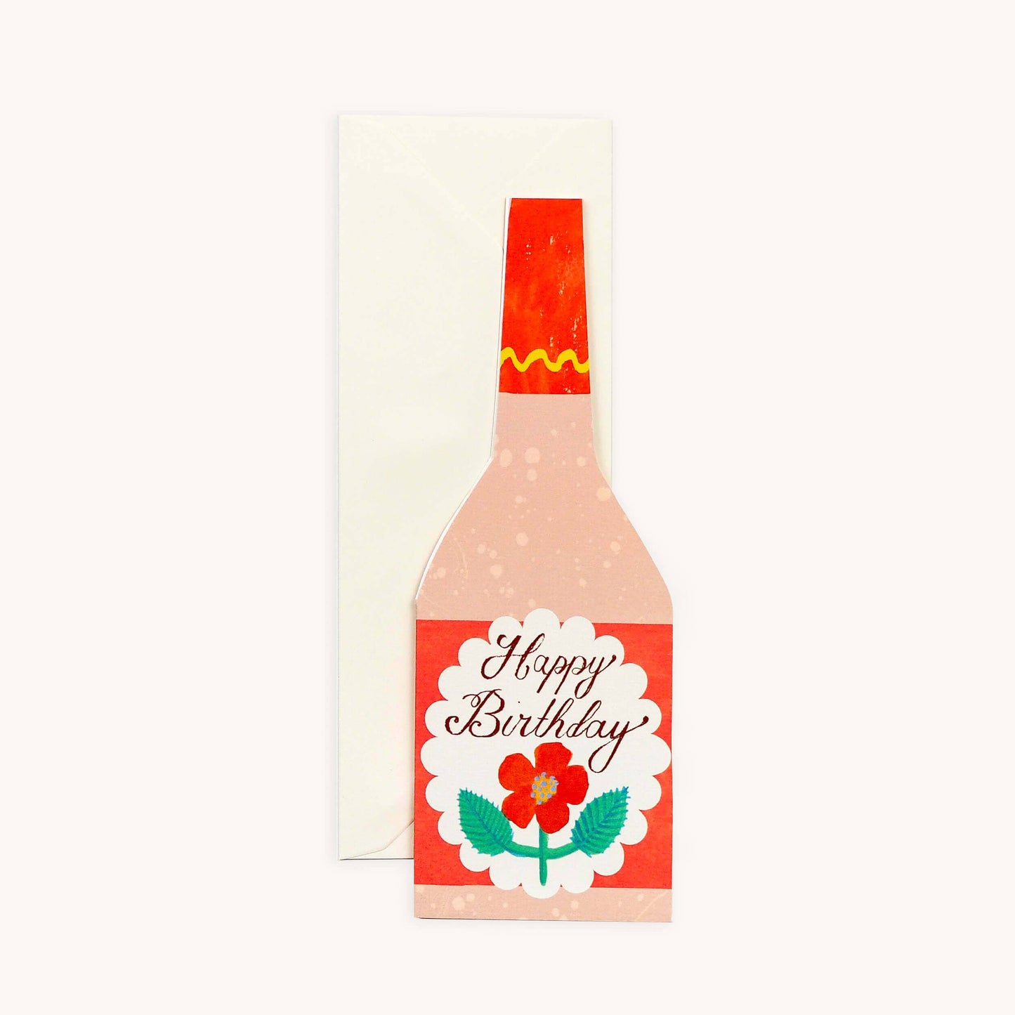 Birthday Rose Wine Bottle Greeting Card