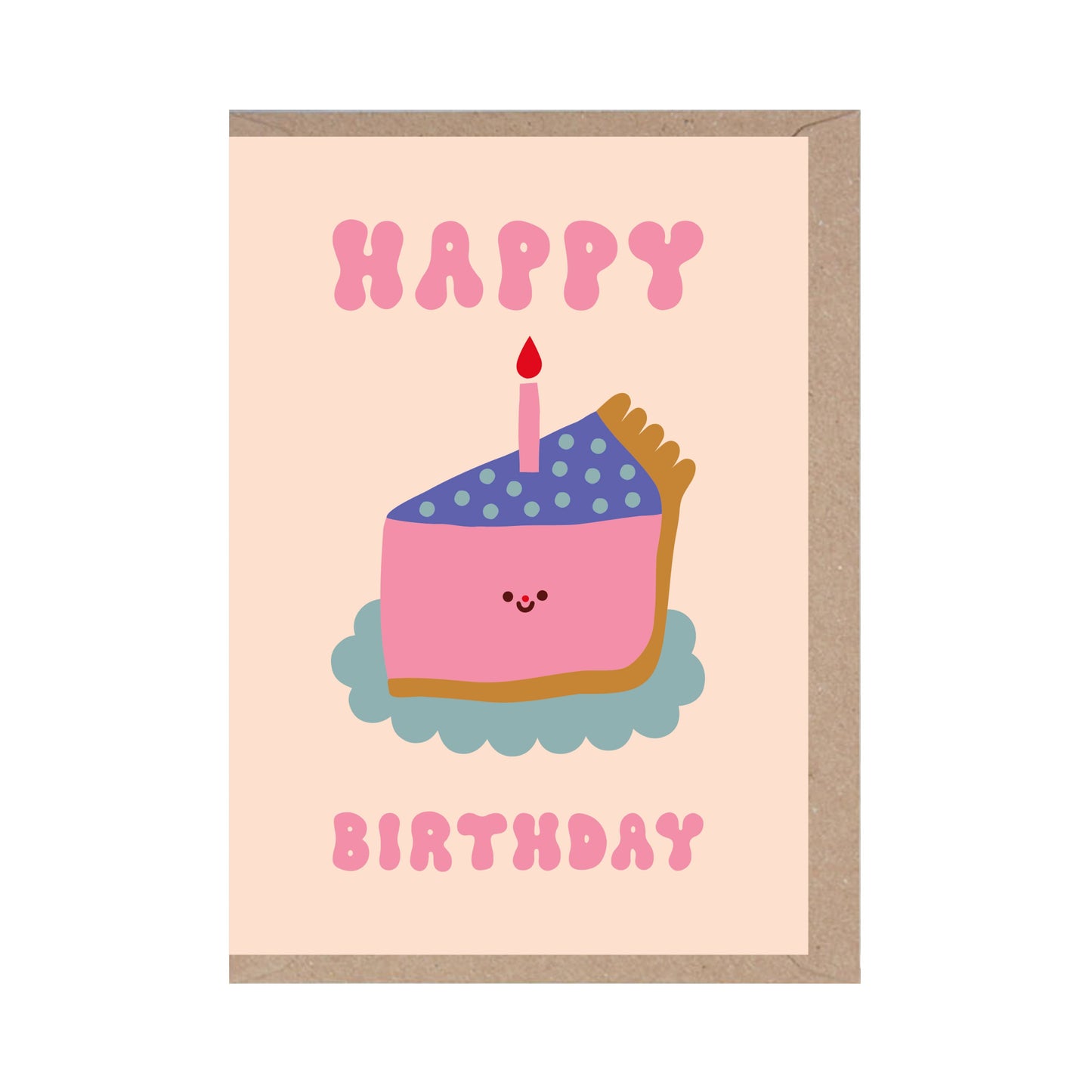 Happy Birthday Pink Cake Greeting Card