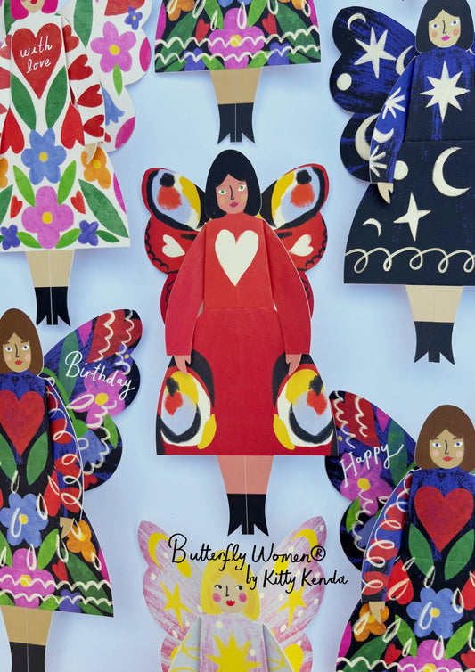 Peacock - Butterfly Woman Sitting Greeting Card