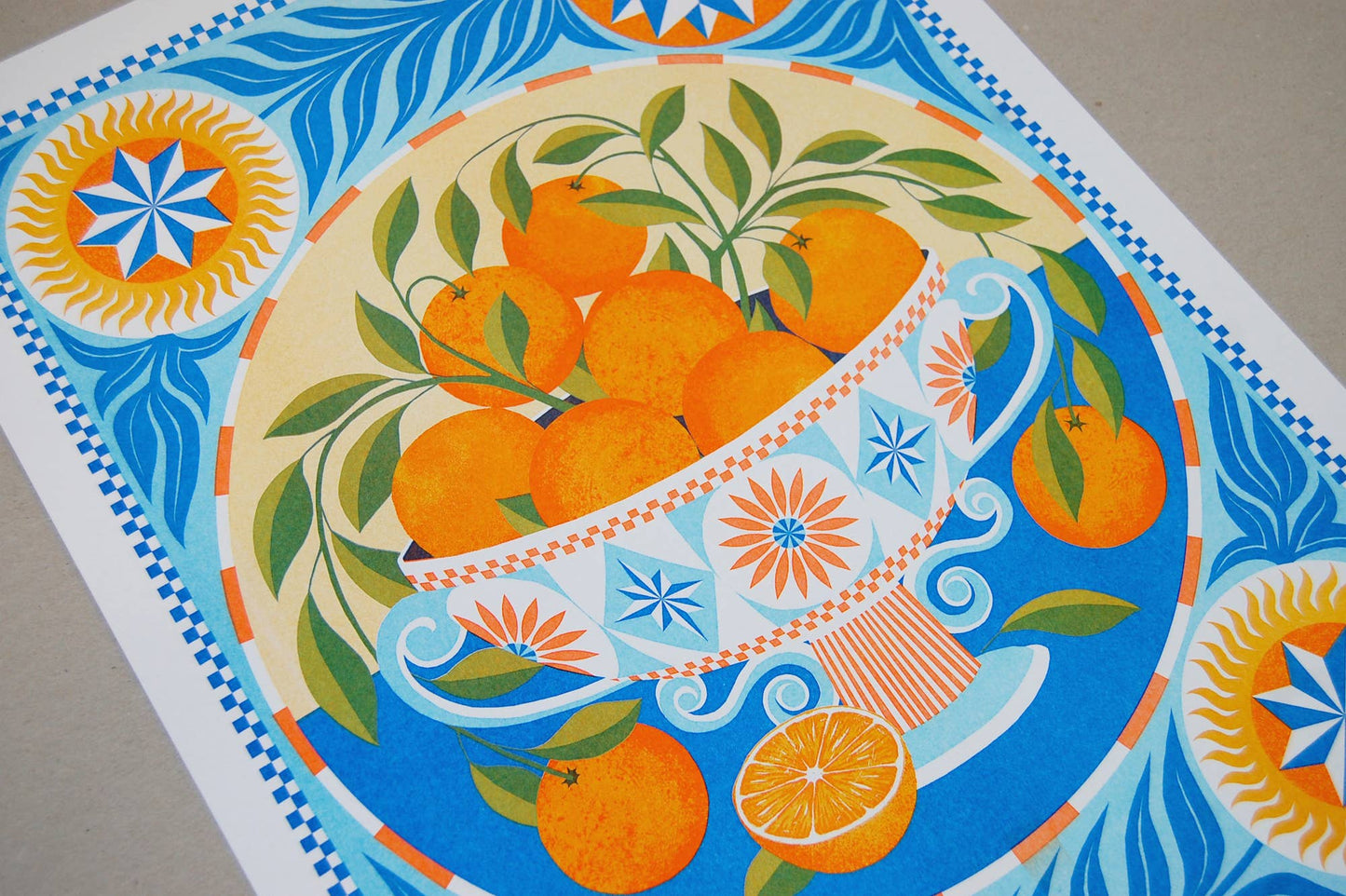 Orange Bowl - A3 Risograph Print by Printer Johnson