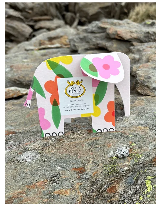 Elephant A6 Standing Luxury Eco Card - Floral