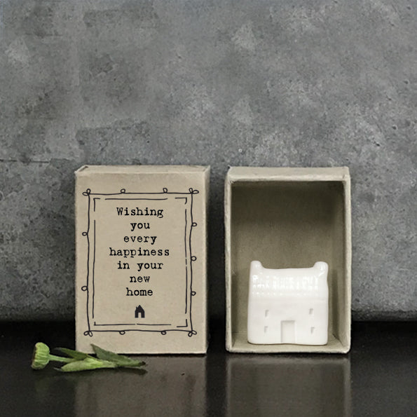 Happiness in Your New Home Porcelain House Matchbox by East Of India