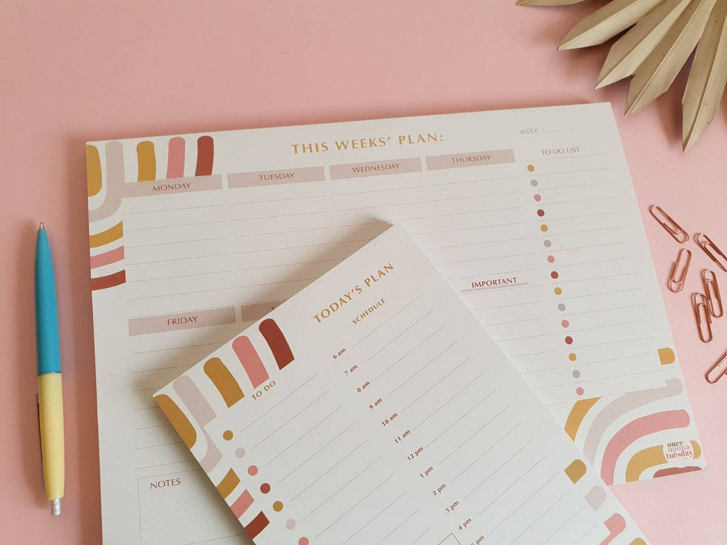 Weekly Planner Pad with Habit Tracker | Abstract Rainbow