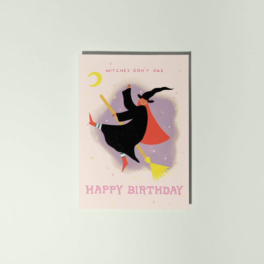 Witches Don't Age Birthday Card | Folky Card | Women's Card