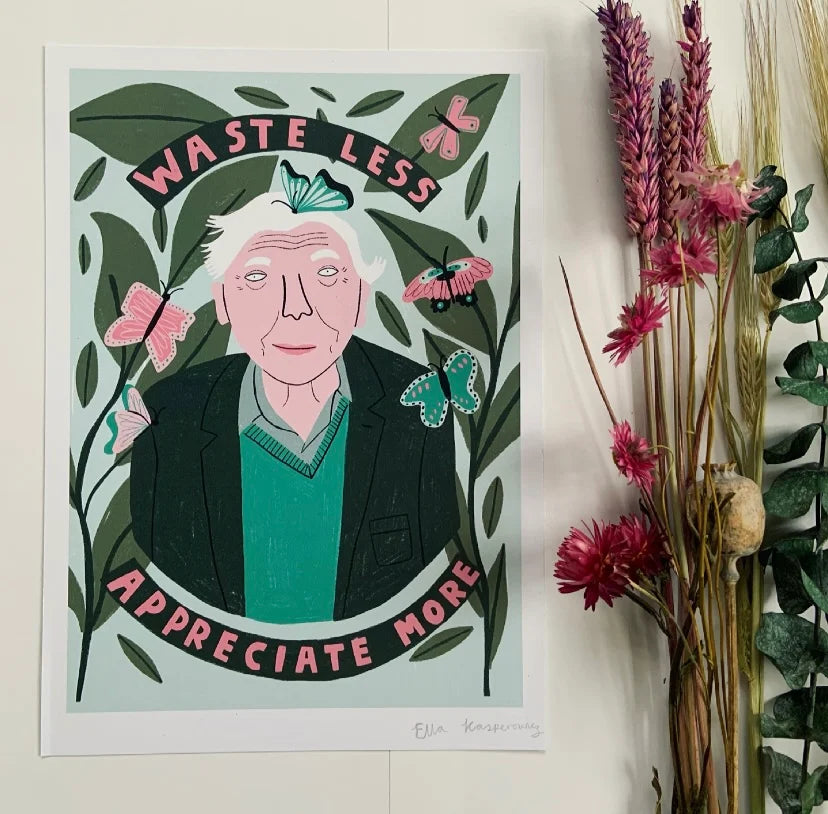 DAVID ATTENBOROUGH - A4 Art Print by Ellastrated