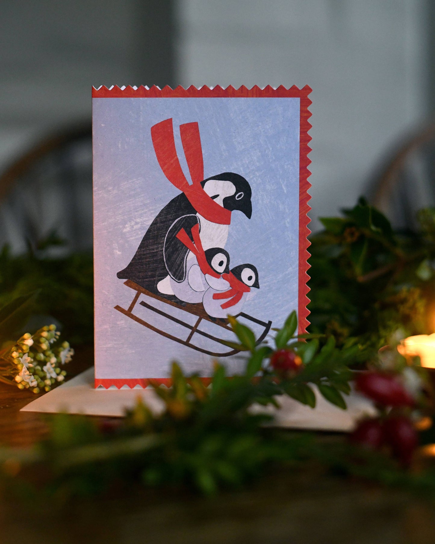 Penguin Family Shaped Christmas Card