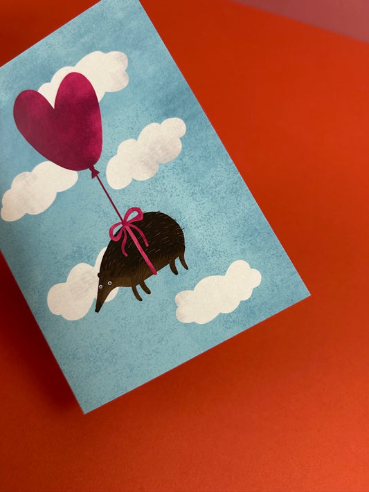 Hedgehog Floating in the Clouds Greeting Card