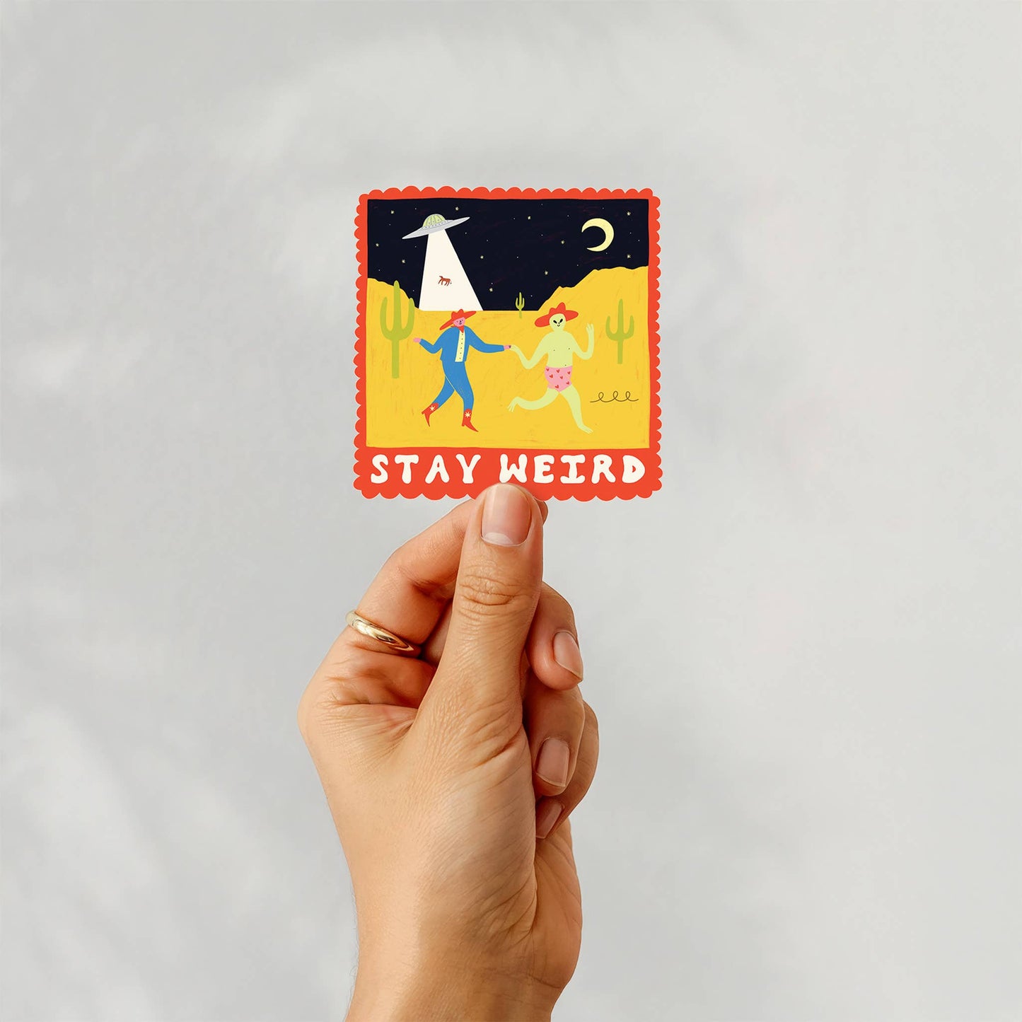Stay Weird Alien UFO Vinyl Sticker