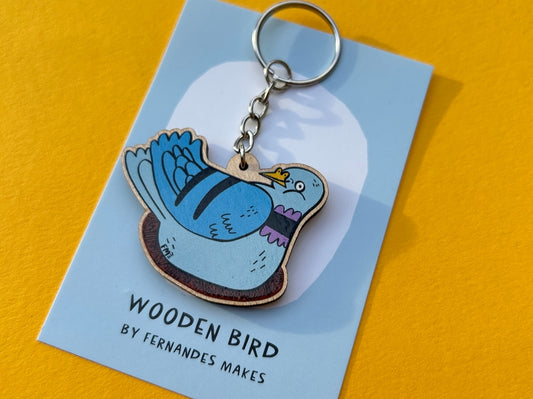 Pigeon Wooden Keychain