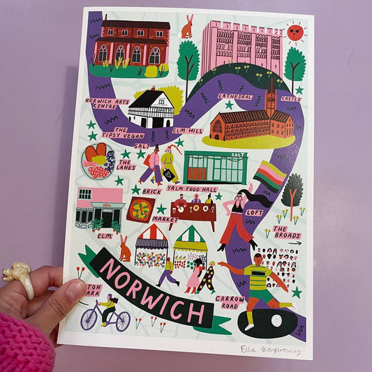 Norwich Illustrated Map Print