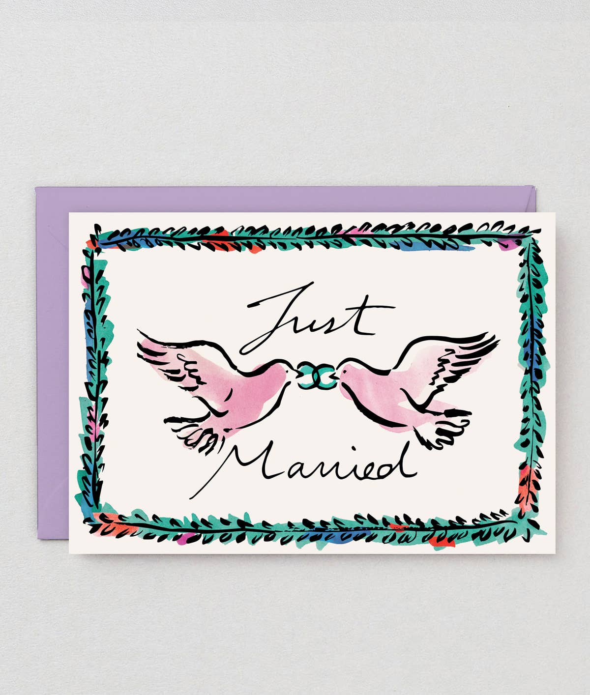 Just Married Wedding Doves Greetings Card