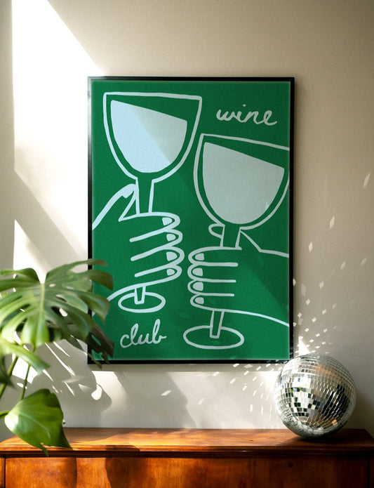 Wine Club Dark Green Print