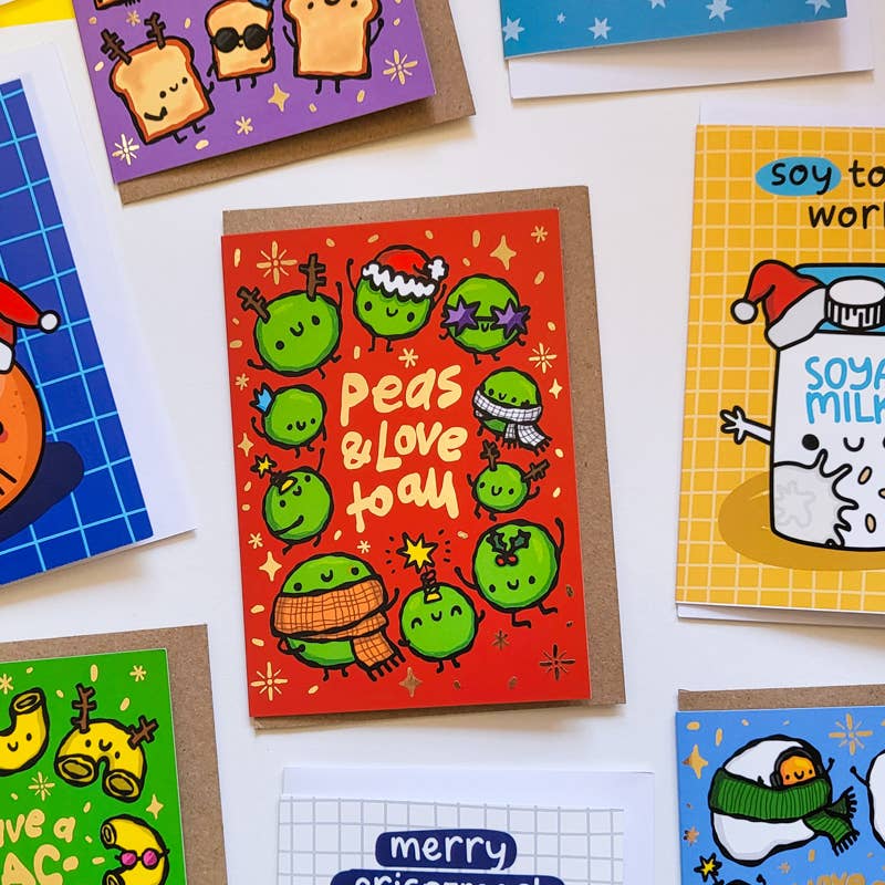 Peas And Love To All Christmas Card