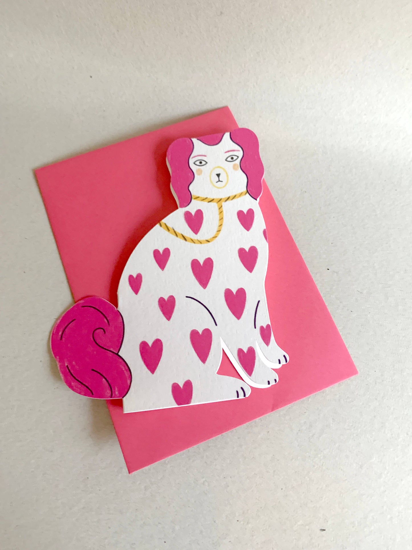 Sitting Pottery Dog Card - Loveheart by Kitty Kenda