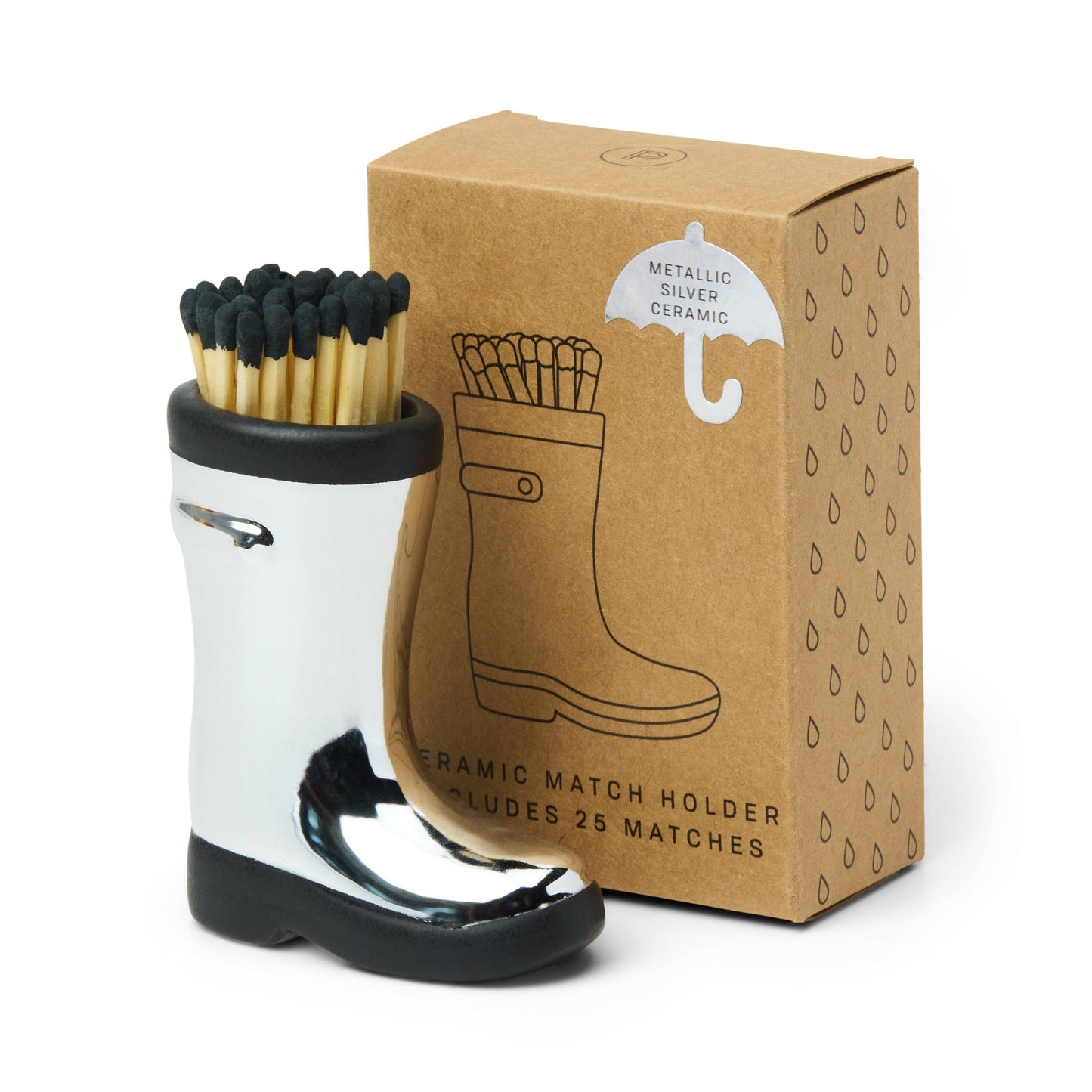 Wellington Boot Matches Holder - Chrome