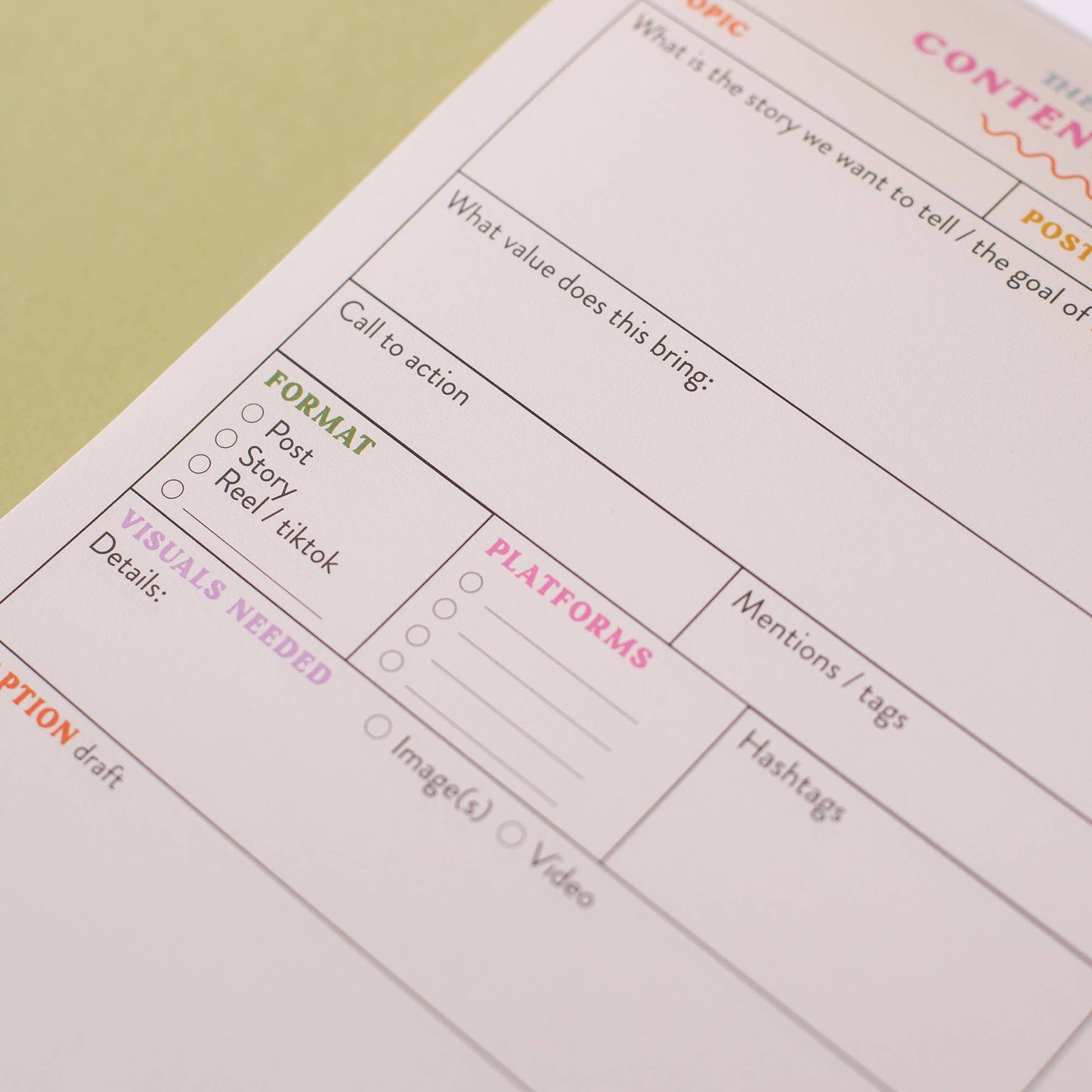 Social Media Content Planning Pad | A5 | Colourful