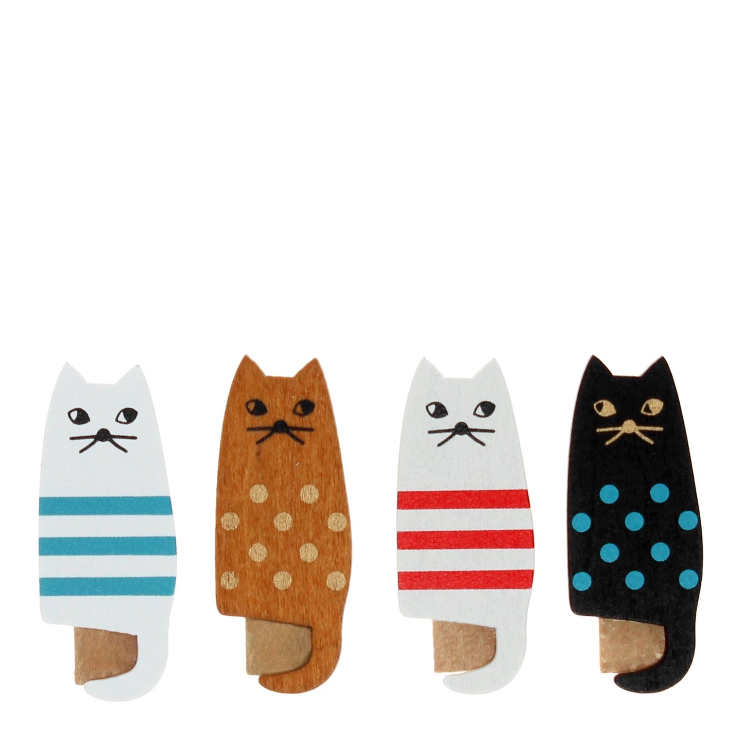 Mini wooden pegs (set of 4) - Cats