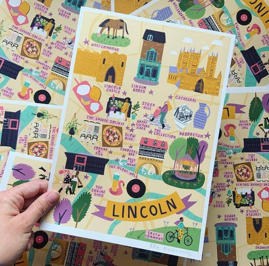Lincoln Illustrated Map Print
