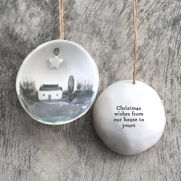 House Wishes Porcelain Christmas Bauble by East Of India