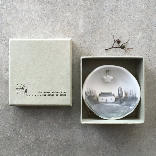 House Wishes Porcelain Christmas Bauble by East Of India