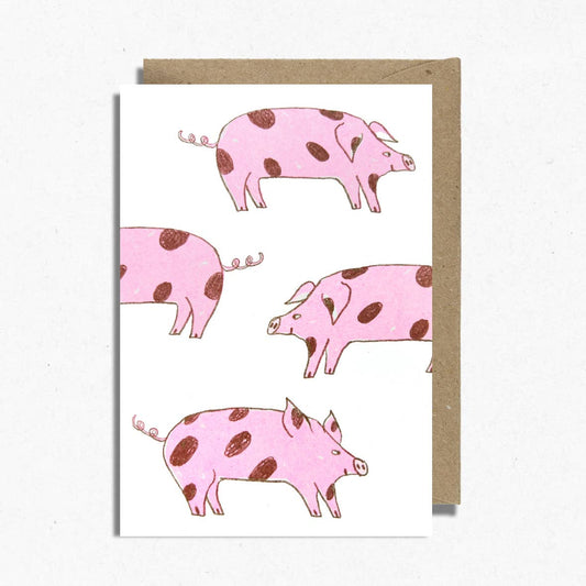 Pigs | Risograph Printed | Animal & Farm card