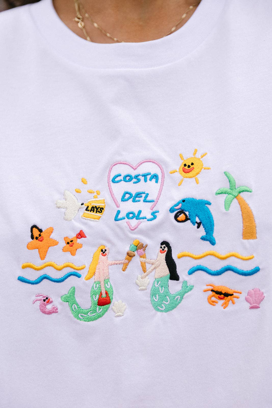 Costa Del Lols Embroidered Organic T-Shirt