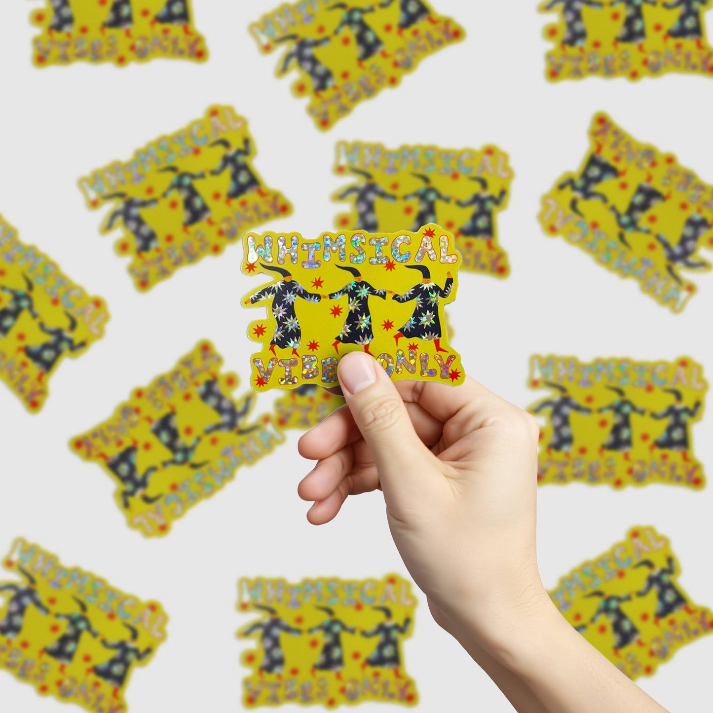 Whimsical Vibes Only Wizard Glitter Vinyl Sticker