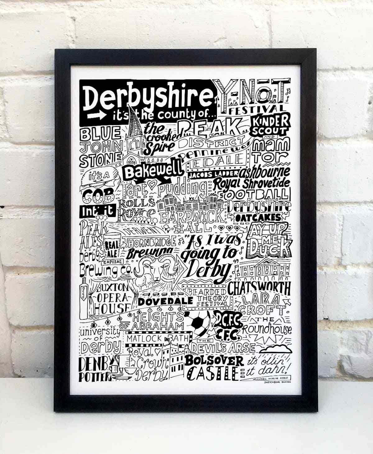 Derbyshire Landmarks Art Print