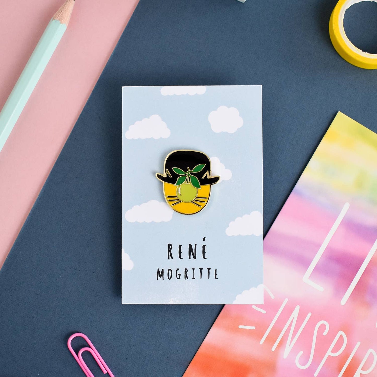 René Mogritte Cat Artist Enamel Pin