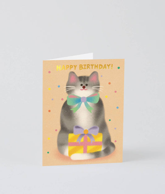 Cat & Bow Tie Birthday Greeting Card