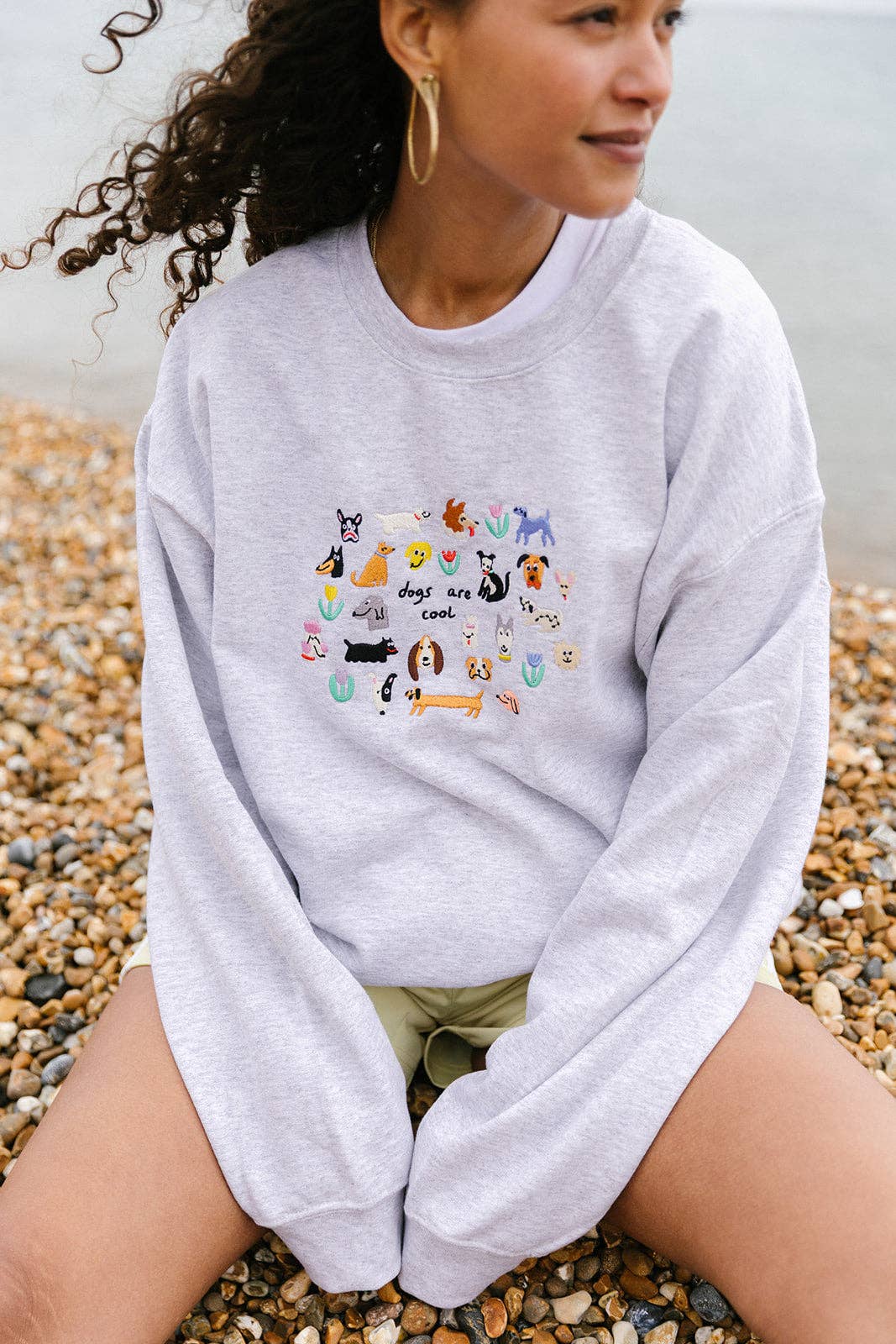 Dogs Are Cool Embroidered Sweatshirt