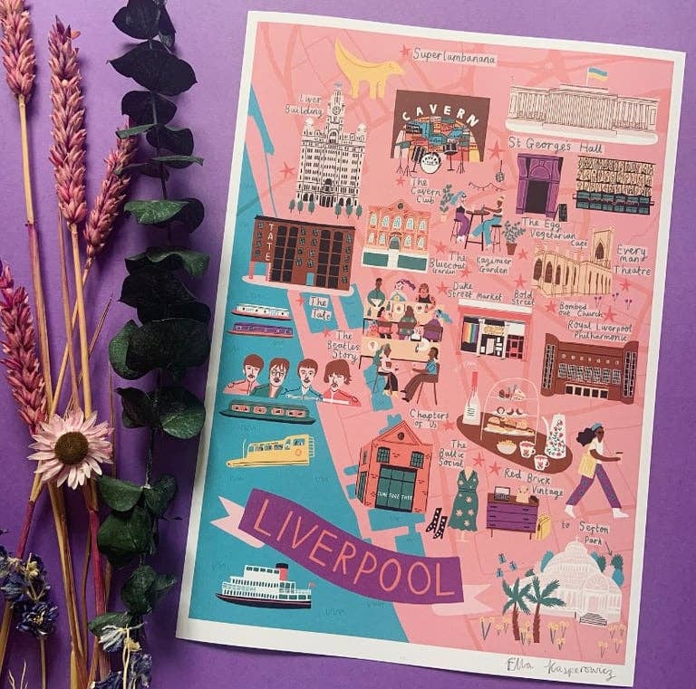 Liverpool Illustrated Map Print