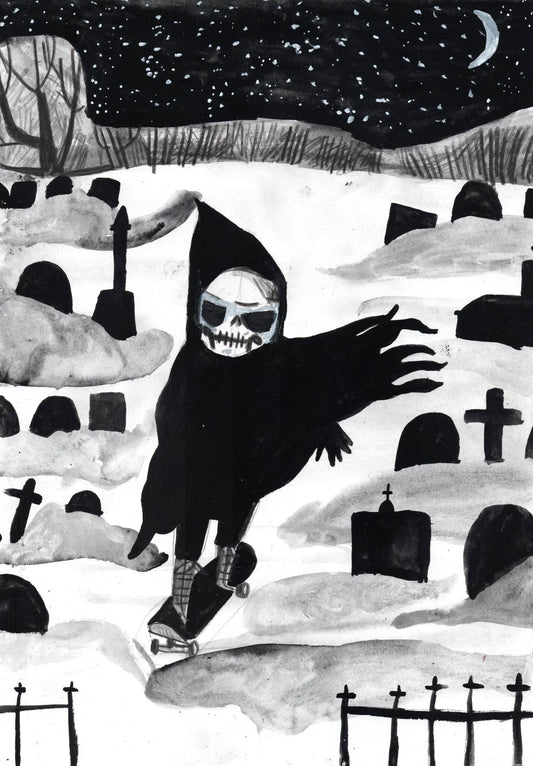 Skate or Die Postcard by Dick Vincent DV16