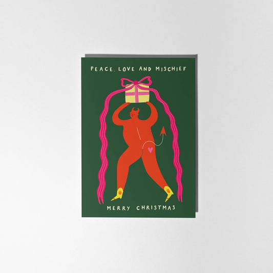 Peace, Love and Mischief Christmas Card | Festive Card