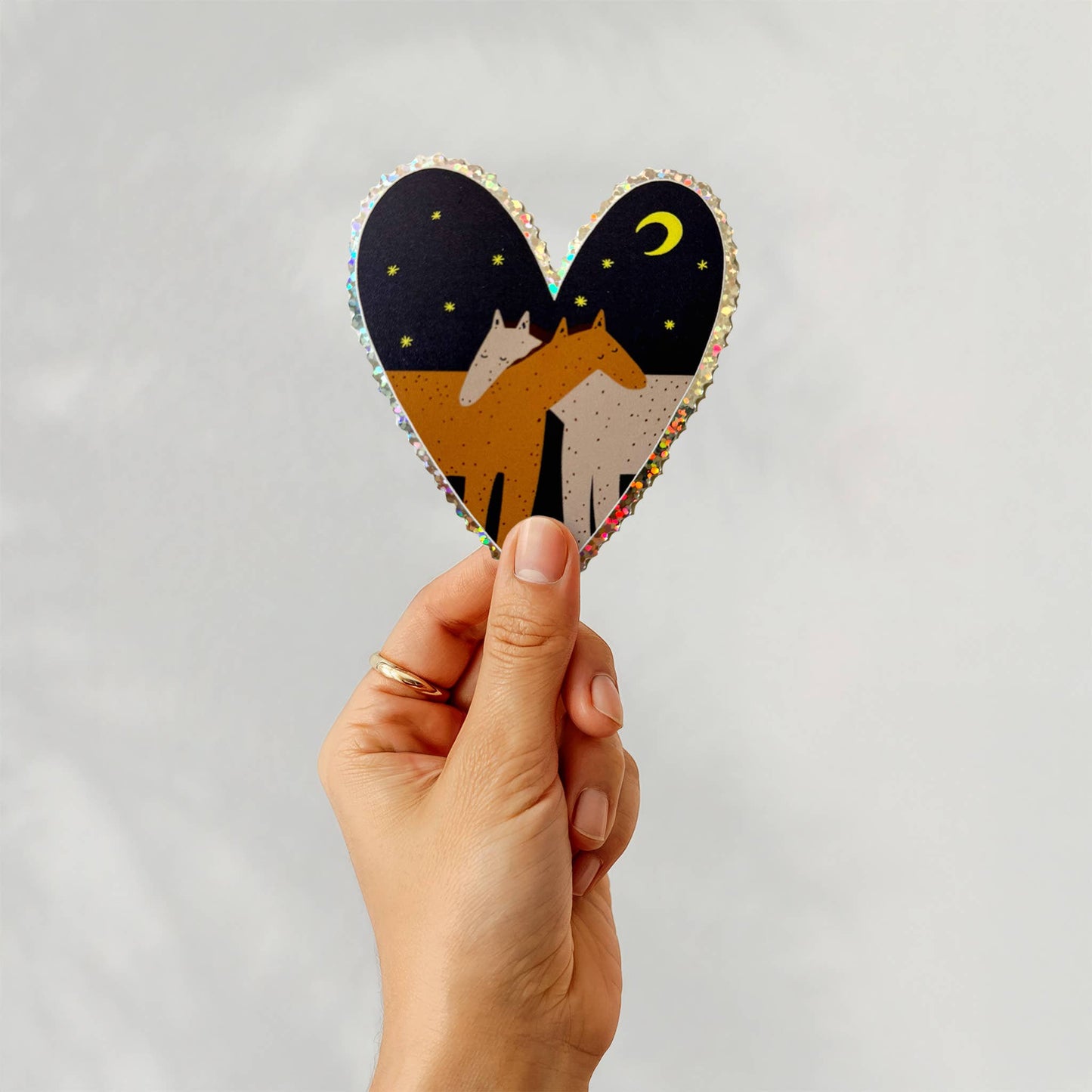 Hugging Horses Glitter Vinyl Sticker