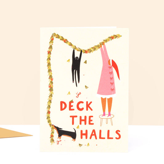Deck The Halls Christmas Card | Cat Card | Dog Card | Funny
