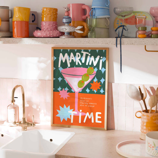 Martini Cocktail Colourful Art Print | Cocktail Recipe
