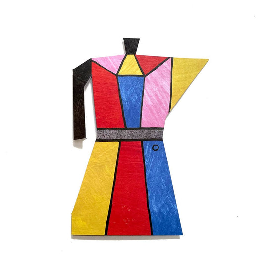 Colour Block Coffee Pot Shaped Greeting Card