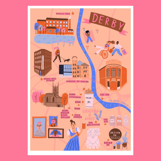 Derby Illustrated Map Print
