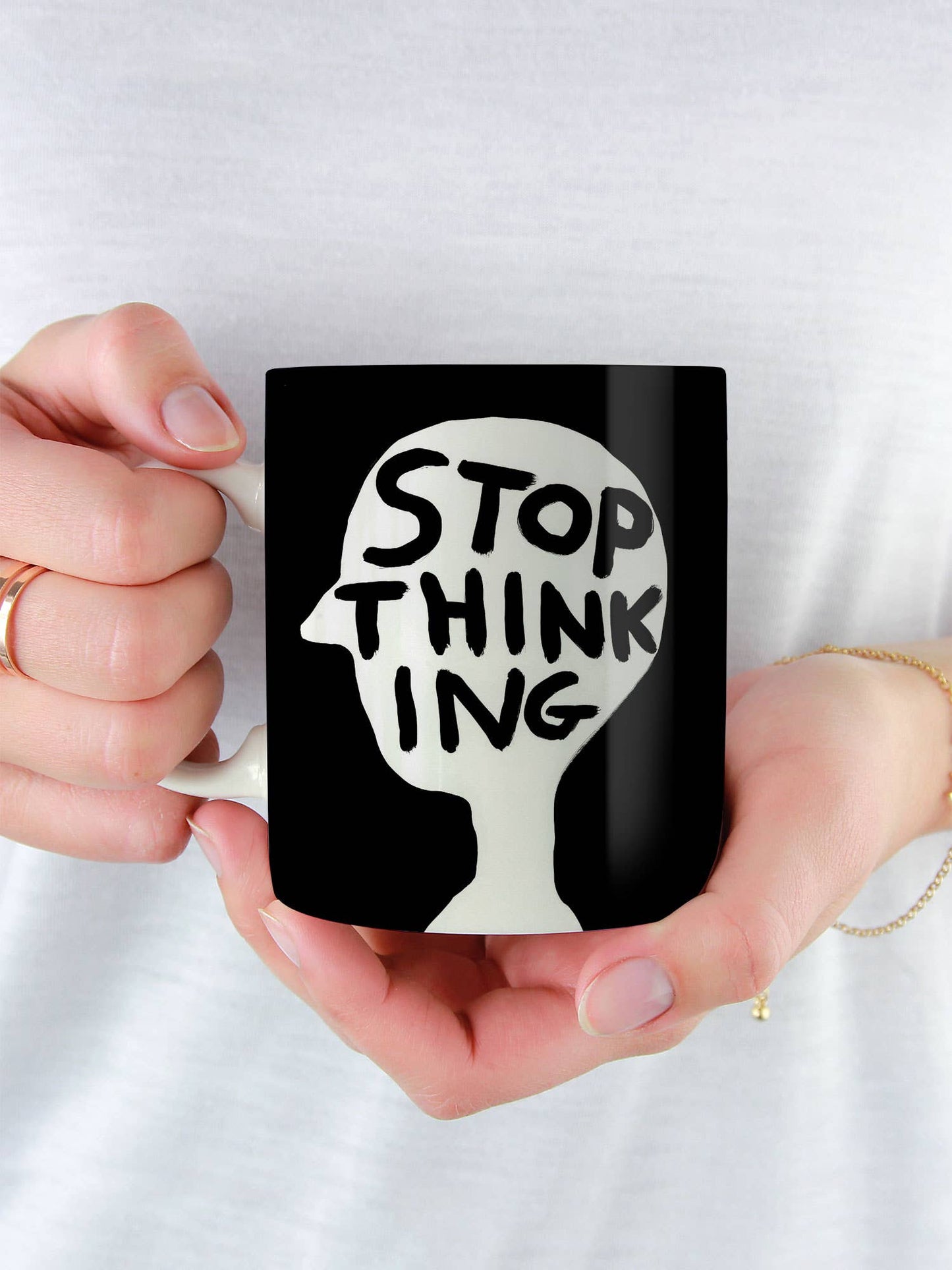 Stop Thinking  David Shrigley Mug