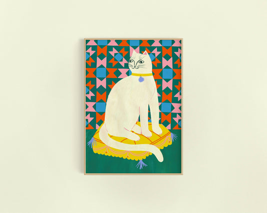 Staffordshire Cat Art Print | Cat Kitty Feline Pet Portrait 