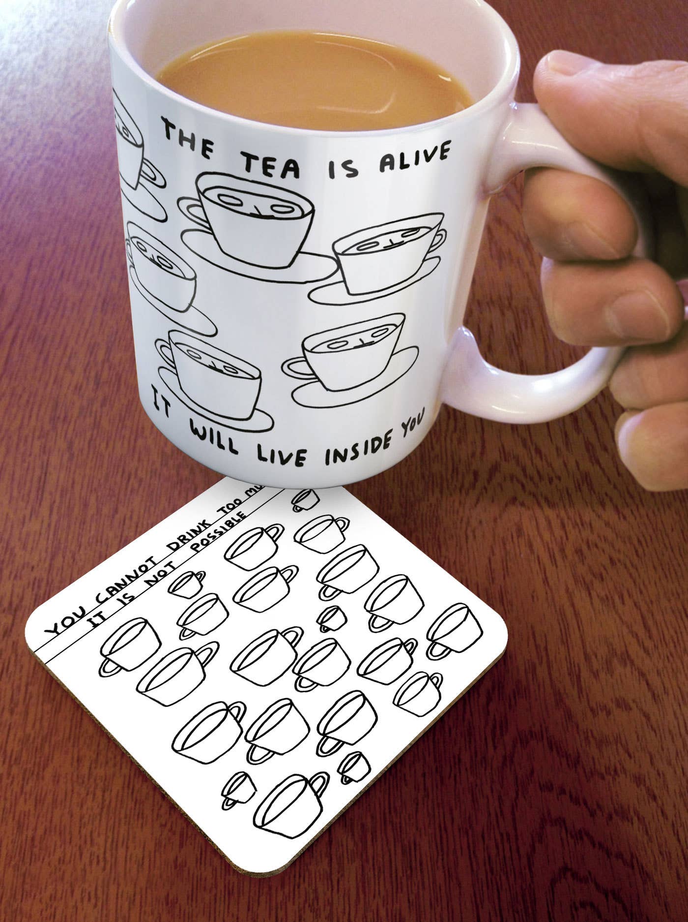 Too Much Tea - David Shrigley Coaster